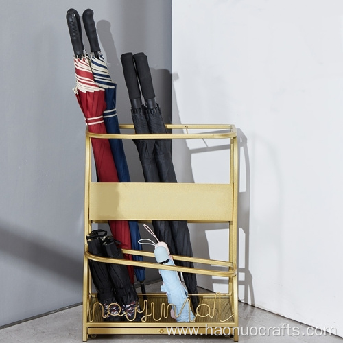 Iron work golden umbrella storage rack